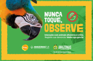 Imagem da notícia - Meio Ambiente: Amazonastur reforça proteção aos animais silvestres no turismo com campanha ‘Nunca Toque, Observe’ 